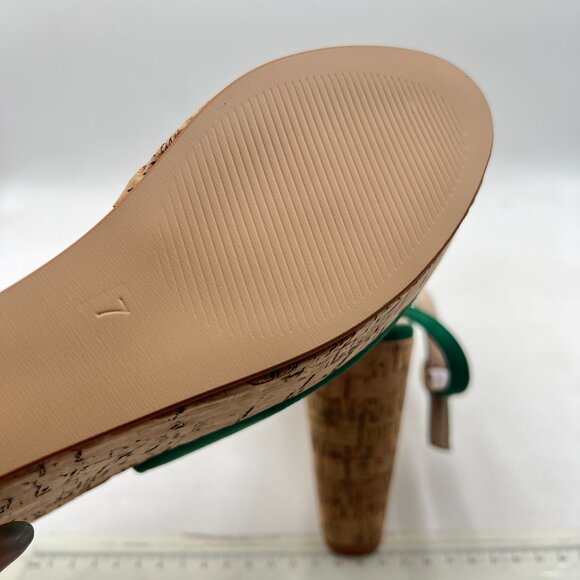FOWT Green Peep Toe Slingback Platform Wedge High Heel Buckle Open Toe Sandals - Picture 6 of 8
